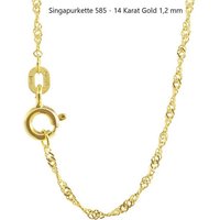 HOPLO Goldkette Goldkette Singapurkette Länge 42cm - Breite 1,2mm - 585-14 Karat Gold von HOPLO