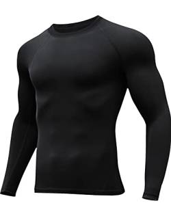 HOPLYNN 1er Kompressionsshirt Herren Langarm Funktionsshirt Männer Thermo Sportshirt Atmungsaktiv Schwarz M von HOPLYNN