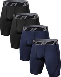 HOPLYNN 4er Pack Herren Kompressionsshorts, Schnelltrocknendes Kompressionshose Laufhose Männer Fußball Radlerhose 2 Schwarz 2 Blau L von HOPLYNN