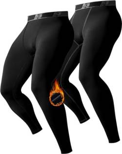 HOPLYNN Thermo Unterhose Kompressionshose Herren für Thermo Joggen, Laufen, Training, Fitness, Radfahren Sport Leggings Atmungsaktiv Tights Herren Schwarz L von HOPLYNN