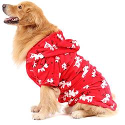 Jumpsuit Halloween Kostüm Anzug Pet Haustier Schlafanzug Lang Pajama Onepiece Tier Anzug Einteiler Fleece Overall Winter Weihnachten Familie Set,Rot,Pet: XXL von HORSE SECRET