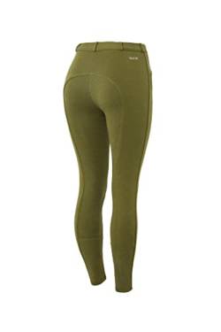 HORZE Damen Reithose Active, Mid Waist Reithose Vollbesatz mit Silikon Grip, Grün, 38 von HORZE