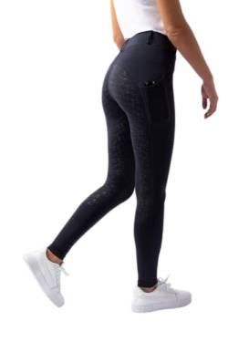 HORZE Damen Reitleggings DEA, Reithose mit Handytasche und Gürtelschlaufen, blau, 42 von HORZE