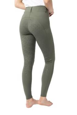 HORZE Damen Reitleggings DEA, Reithose mit Handytasche und Gürtelschlaufen, grün, 42 von HORZE