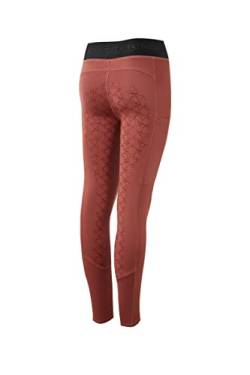 HORZE Reitleggings Teens Leighton mit warmen Futter, Reithose Kinder Handytasche, Rot, 150 von HORZE