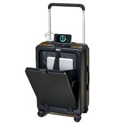 HOSIOBHAN Koffer mit dreistelligem Zahlenschloss, externer USB-Klappbecherhalter aus dreischichtigem PC-Verbundmaterial für Reisen und Geschäftsreisen von HOSIOBHAN