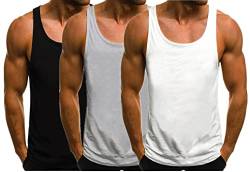 3er Pack Tank Top Herren Muskelshirt Tankshirt T-Shirt Ärmellos Weste Muskelshirt Stringer Fitness von HOTCAT