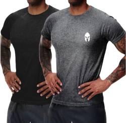 HOTCAT 2er Pack Athlet Slim-Fit Fitness Tshirt für Herren - Langes Schnelltrocknendes Gym T-Shirt - Bodybuilding, Krafttaining Workout Gym Shirt von HOTCAT