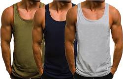 HOTCAT 3er Pack Tank Top Herren Muskelshirt Tankshirt T-Shirt Ärmellos Weste Muskelshirt Stringer Fitness von HOTCAT