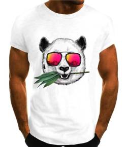 HOTCAT Herren T-Shirt Panda Bär Aufdruck Tiermotiv mit Sonnenbrille Fashion Streetstyle T-Shirt von HOTCAT