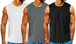 HOTCAT Tank Top Herren Pack of 3, Achselshirts Sport Ärmelloses Shirt Unterhemd Fitness Sleeveless Tshirt für Running Jogging Gym Trainingsshirt Männer von HOTCAT