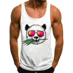 HOTCAT Tank Top Herren Tank-Top Panda Bär Aufdruck Tiermotiv mit Sonnenbrille Fashion Streetstyle Muskelshirt Muscle Shirt von HOTCAT