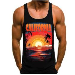 HOTCAT Tank Top Herren Tanktop Tankshirt T-Shirt mit Print Ärmellos Weste Muskelshirt Tank top Herren Sommer Print Palmen Beach von HOTCAT