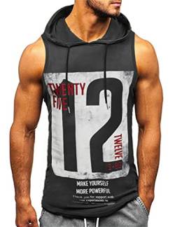 Herren Tank top Muskelshirt Ärmelloser Hoodie Muskelshirt Workout Sport Fitness Unterhemden Kapuzenpullover von HOTCAT