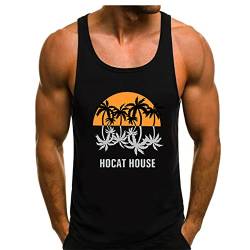 Tank Top Herren Tanktop Tankshirt T-Shirt mit Print Unterhemden Ärmellos Weste Muskelshirt Tank top Herren Sommer Print Palmen Beach von HOTCAT