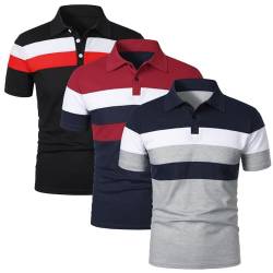 HOTIAN 3er Pack Poloshirt Herren Kurzarm Oversize Tshirt Leichtes Sommer Atmungsaktives Polo Shirt Basic Polohemd Business Freizeithemd Kurzarm von HOTIAN