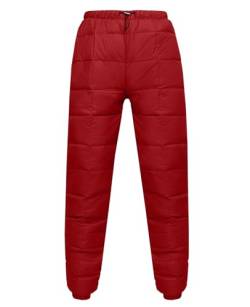 HOTIAN Damen Daunenhose Ultraleichte Winter Warme Daunenhose Jogginghose Winddicht Winterhose Wasserabweisend Warme Daunenhose Red L von HOTIAN