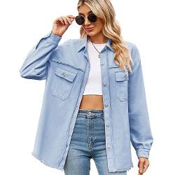 HOTIAN Damen Jeansjacke Jeansjacke Übergangsjacke Damen Vintage Jeanjacke Leichte Jacken Oversize Ripped Denim Jacken von HOTIAN