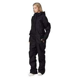 HOTIAN Damen Schneeanzug, Damen Einteiler Skioverall Wasserdicht Winddicht Winter Warme Einteiliger Skioverall,für Wandern Klettern Isoliertes Snowboarden Black-Women L von HOTIAN