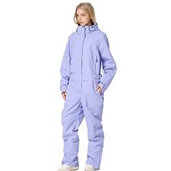 HOTIAN Damen Schneeanzug, Damen Einteiler Skioverall Wasserdicht Winddicht Winter Warme Einteiliger Skioverall,für Wandern Klettern Isoliertes Snowboarden Blue-Women M von HOTIAN