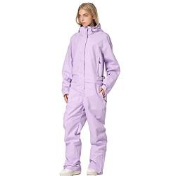 HOTIAN Damen Schneeanzug, Damen Einteiler Skioverall Wasserdicht Winddicht Winter Warme Einteiliger Skioverall,für Wandern Klettern Isoliertes Snowboarden Purple-Women XL von HOTIAN