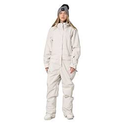 HOTIAN Damen Schneeanzug, Damen Einteiler Skioverall Wasserdicht Winddicht Winter Warme Einteiliger Skioverall,für Wandern Klettern Isoliertes Snowboarden White-women S von HOTIAN