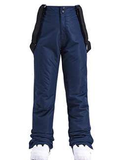 HOTIAN Damen Skihose Hosenträgerhose Snowboardhose Winter Wasserdicht Winddicht Warm Abnehmbare Hosenträger Skilanglaufhose Thermohose Wanderhose Ski Pant Blue XL von HOTIAN