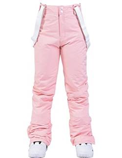 HOTIAN Damen Skihose Hosenträgerhose Snowboardhose Winter Wasserdicht Winddicht Warm Abnehmbare Hosenträger Skilanglaufhose Thermohose Wanderhose Ski PantPinkL von HOTIAN