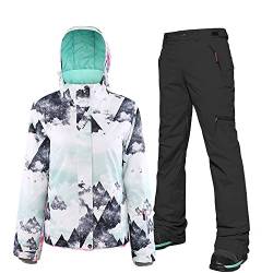 HOTIAN Damen-Skijacke und hose, Wasserdicht Winddicht Winterwarme Skianzüge,für Wandern Snowboarden MOUTAIN BK-S von HOTIAN