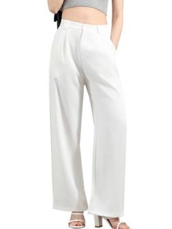 HOTIAN Damen Weites Bein Pants Einfarbig Lose Gerade Geschnitten Palazzo Hose Jogginghose Basic Elegant Hose Freizeithose Yogahose von HOTIAN