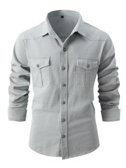 HOTIAN Herren Hemden Langarm Denim Shirt Freizeithemd Regular Businesshemd Vintage Hemd Slim-Fit-Herrenhemden von HOTIAN