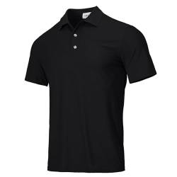 HOTIAN Herren Poloshirts Kurzarm Herren Kurzarm Schnelltrocknend Atmungsaktives Poloshirts Sommer Slim Fit Basic Kurzarm Black L von HOTIAN