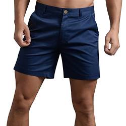 HOTIAN Herren Shorts Herren Chino Shorts Sommer Kurze Hosen Atmungsaktiv Bermuda Shorts 6 Zoll Innennaht Flache Stretch Kurze Blue L von HOTIAN