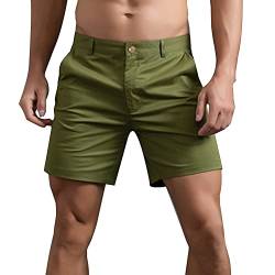 HOTIAN Herren Shorts Herren Chino Shorts Sommer Kurze Hosen Atmungsaktiv Bermuda Shorts 6 Zoll Innennaht Flache Stretch Kurze Green L von HOTIAN