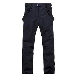 HOTIAN Herren Skihose Hosenträgerhose Outdoorhose Snowboardhose Winter Wasserdicht Warm Abnehmbare Hosenträger Skilanglaufhose Thermohose Wanderhose Ski Pant Black M von HOTIAN