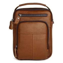 Echtes Leder Herren Umhängetasche für 7,9" Business Men Messenger Bags Vintage Crossbody Bag Male Handtasche (Brown) von HOTIPS