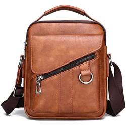 Herrentaschen Crossbody Umhängetasche für Männer Spaltleder Messenger Tote Bag Travel Business (A) von HOTIPS