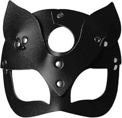 HOTSO Cosplay Maske für Halloween Party Balltanz Frauen, Halloween Sexy halbes Gesicht Katze Kätzchen Ledermaske,Halloween Karneval Maskerade Make-up Favors Halloween Anime Cosplay Party von HOTSO