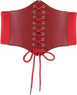 HOTSO Korsett Damen Frauen Tied Waspie Gürtel,Breiter Gürtel Damen Taille Bandage Elastizität Leder Korsett Taillengürtel Damen Schnürkorsett Damen Taille Korsett Leder Gürtel Belt Damen Gürtel von HOTSO