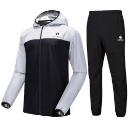 HOTSUIT Schwitzanzug Herren Trainingsanzüge Fitnessstudio Workout Übung Saunajacke Hose Ganzkörper,Weiß,S von HOTSUIT