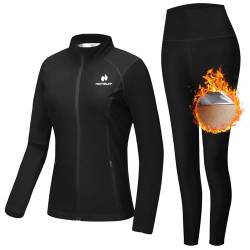 HOTSUIT Schwitzanzug damen damen zum abnehmen mit Kompressionsjacke und stretch Sauna Legging für trainning Schwarz- 2XL von HOTSUIT