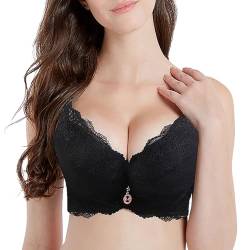 Damen Push Up BH Floral Bestickte Spitze Cups Mit Bügel Abnehmbare Träger Weiche Damenunterwäsche von HOUKIG