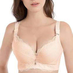 Damen Push Up BH Floral Bestickte Spitze Cups Mit Bügel Abnehmbare Träger Weiche Damenunterwäsche von HOUKIG