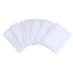 HOULIFE 6 Stücke Damen Klein Weiß Taschentücher aus Reiner Baumwolle mit Spitzen 25x25cm für Alltagsgebrauch&Hochzeit (Weiß 5-12 Stücke) von HOULIFE