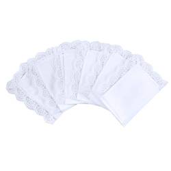 HOULIFE 6 Stücke Damen Klein Weiß Taschentücher aus Reiner Baumwolle mit Spitzen 25x25cm für Alltagsgebrauch&Hochzeit (Weiß 7-12 Stücke) von HOULIFE
