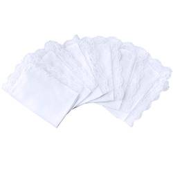 HOULIFE 6 Stücke Weiß Taschentücher Handkerchief Baumwolle Damen Weich mit Spitzen für Hochzeit und Alltagsgebrauch von HOULIFE