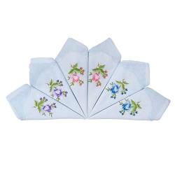 HOULIFE Damen Taschentücher aus Baumwolle Weich Blumen Stickereien Stofftaschentücher mit Spitzen 6/12 Stücke 29x29cm Weihnachtsgeschenke von HOULIFE
