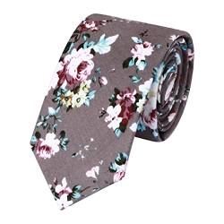 HOULIFE Herren Blumen Krawatten - Dünne Herrenkrawatte, Skinny Herren Krawatte Schmale Krawatte 6cm, Baumwoll Krawatten für den Täglichen Gebrauch In der Hochzeit, Party (Kaffee, 1Stk) von HOULIFE