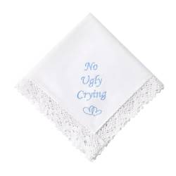 HOULIFE Hochzeitstaschentuch aus bestickter Spitze 60s Baumwolle weiße Taschentücher personalisiertes Stickerei-Taschentuch für Braut Bräutigam Hochzeitstag Geschenk 32 x 32 cm von HOULIFE