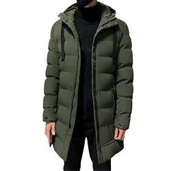 Herren Winter Wärme und Dicke Lange Solide Farbe Parka Mantel Männer Winddicht Kapuze Parka Mantel Jacke Herbst Casual Parka Mantel, grün, M von HOURVNEI